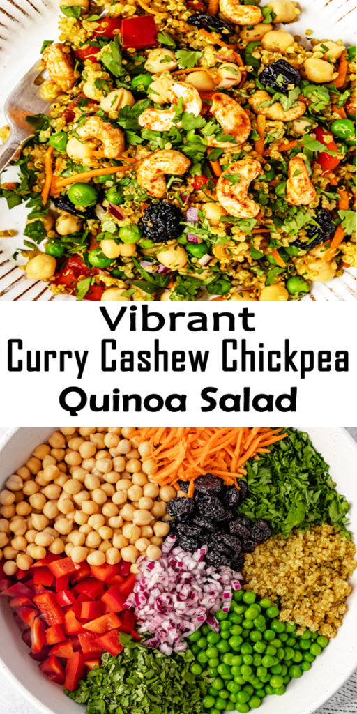 Vibrant Curry Cashew Chickpea Quinoa Salad